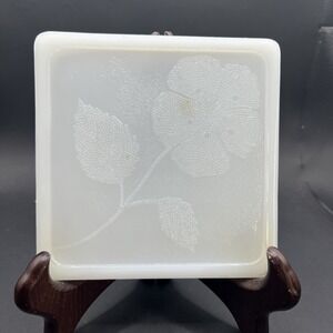 Vintage McKee Milk Glass Trivet Embossed Poppy Flower